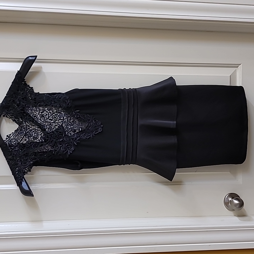 Windsor Small black dress crochet style top tie open back